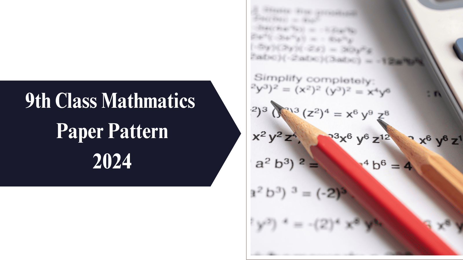 9th Class Mathematics Paper Pattern 2024 All Punjab Board